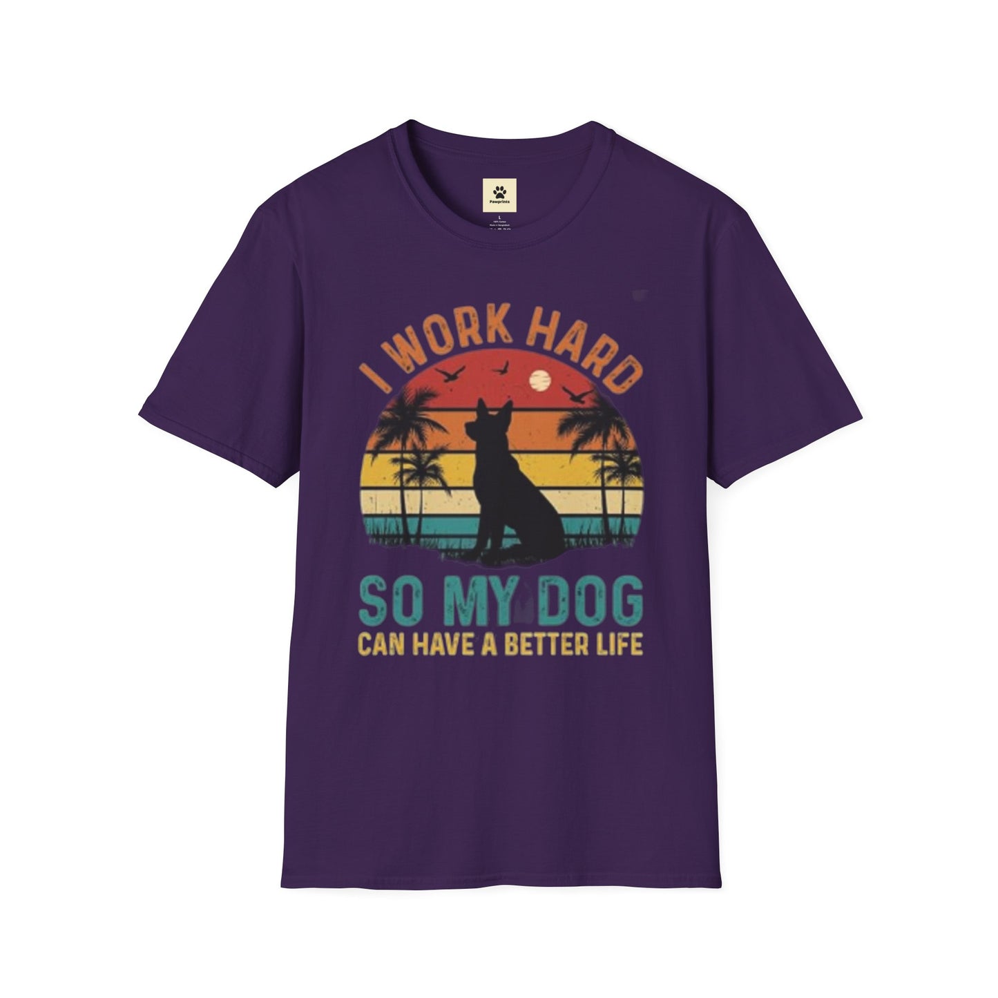 I Work Hard Dog Lover T-Shirt - Unisex Softstyle Tee, Perfect Gift for Pet Owners