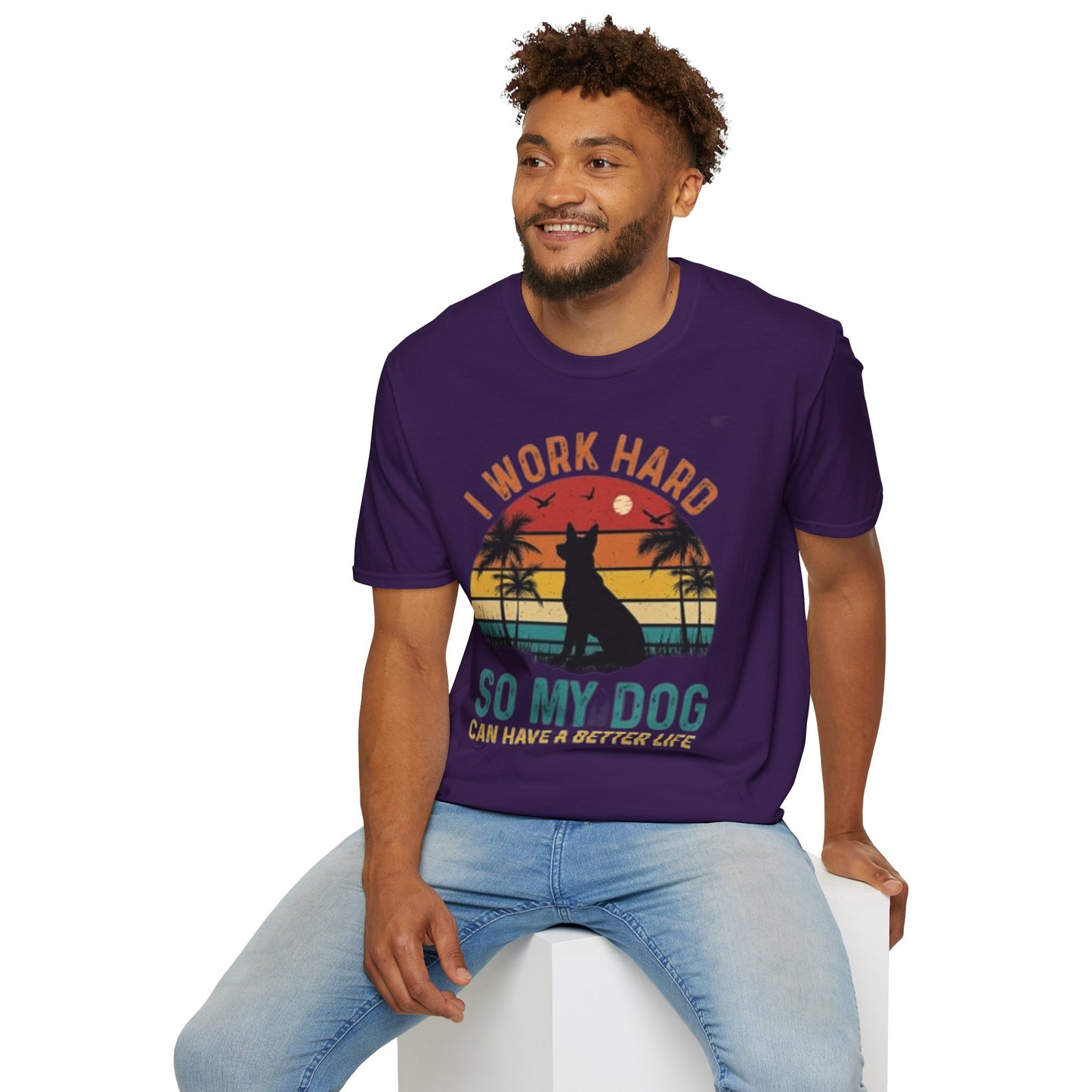 I Work Hard Dog Lover T-Shirt - Unisex Softstyle Tee, Perfect Gift for Pet Owners
