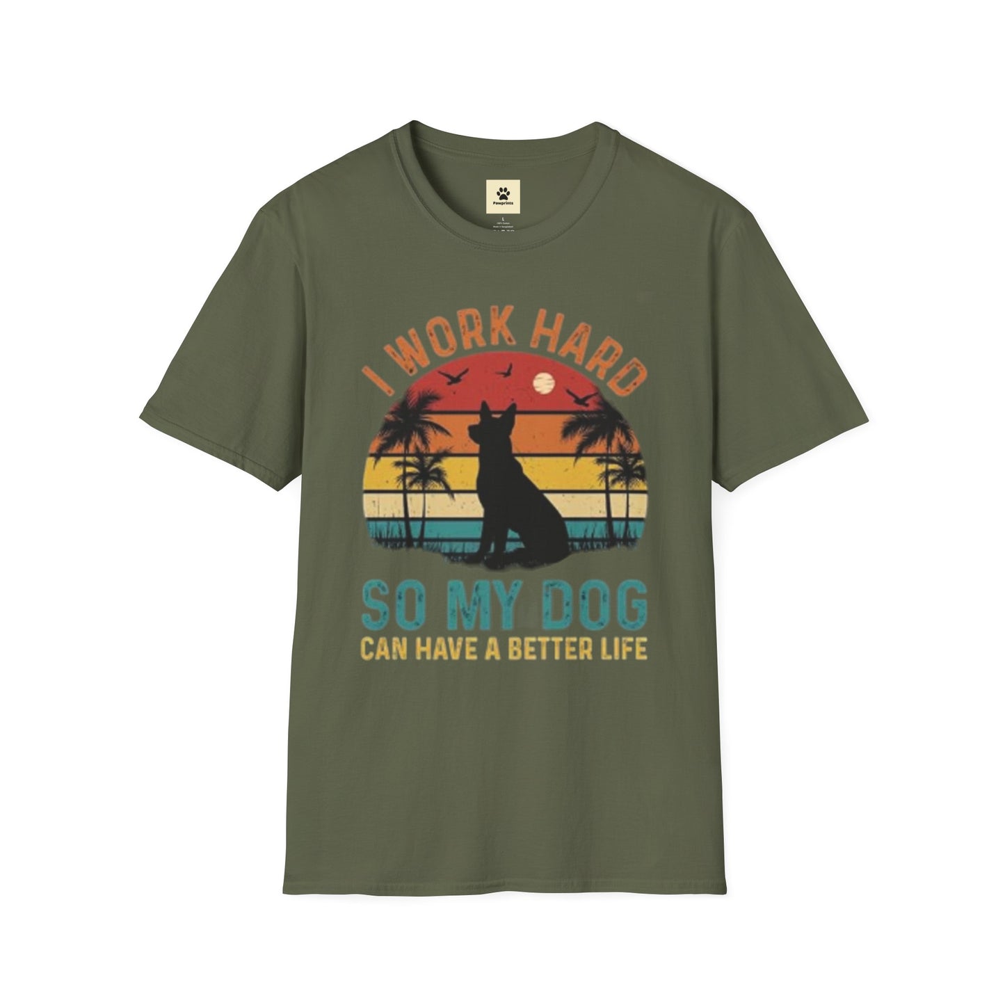 I Work Hard Dog Lover T-Shirt - Unisex Softstyle Tee, Perfect Gift for Pet Owners