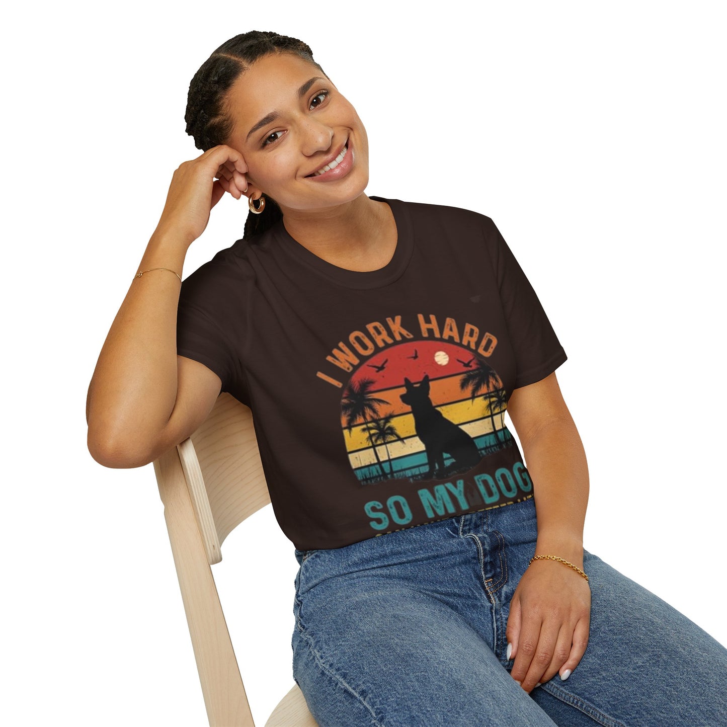 I Work Hard Dog Lover T-Shirt - Unisex Softstyle Tee, Perfect Gift for Pet Owners