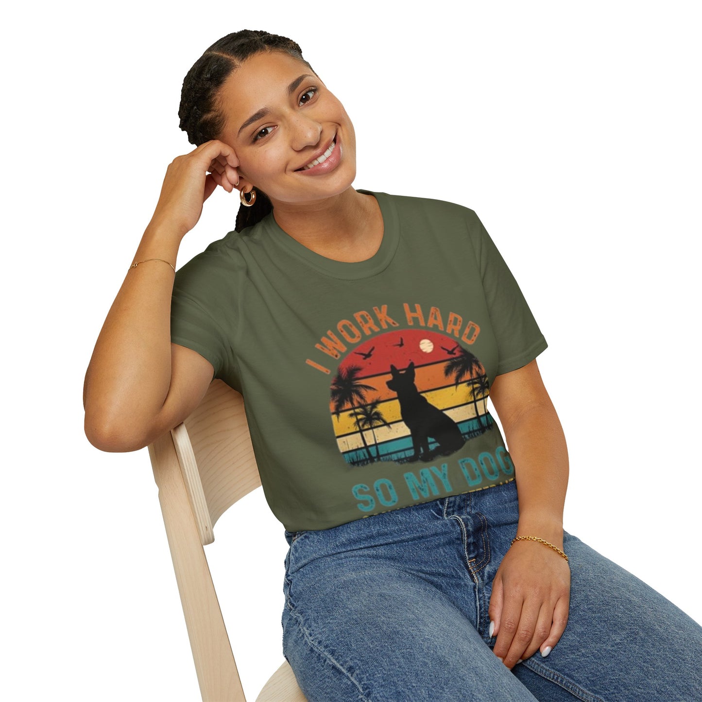 I Work Hard Dog Lover T-Shirt - Unisex Softstyle Tee, Perfect Gift for Pet Owners