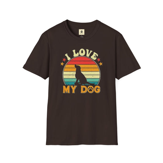 I Love My Dog Retro Unisex Softstyle T-Shirt - Perfect Gift for Dog Lovers
