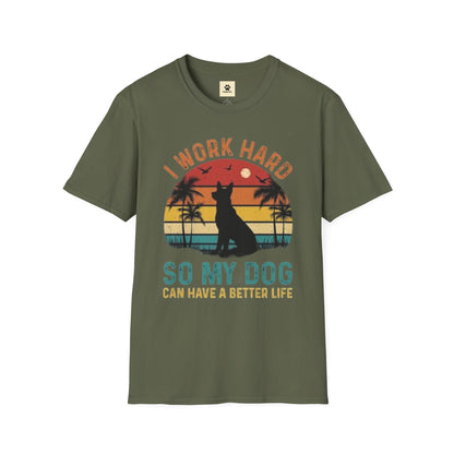 I Work Hard Dog Lover T-Shirt - Unisex Softstyle Tee, Perfect Gift for Pet Owners